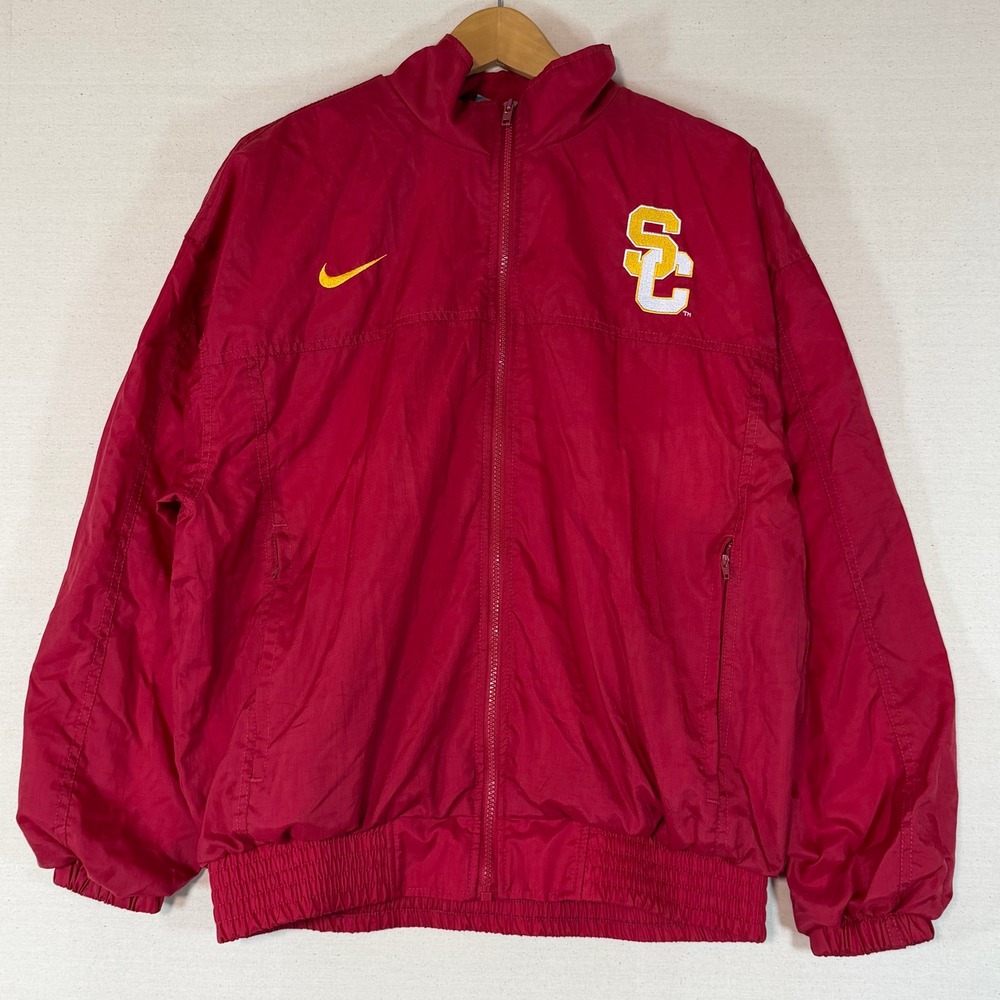 Vintage Nike Team Sports USC Trojans Windbreaker Jacket Red Mens Medium Made USA